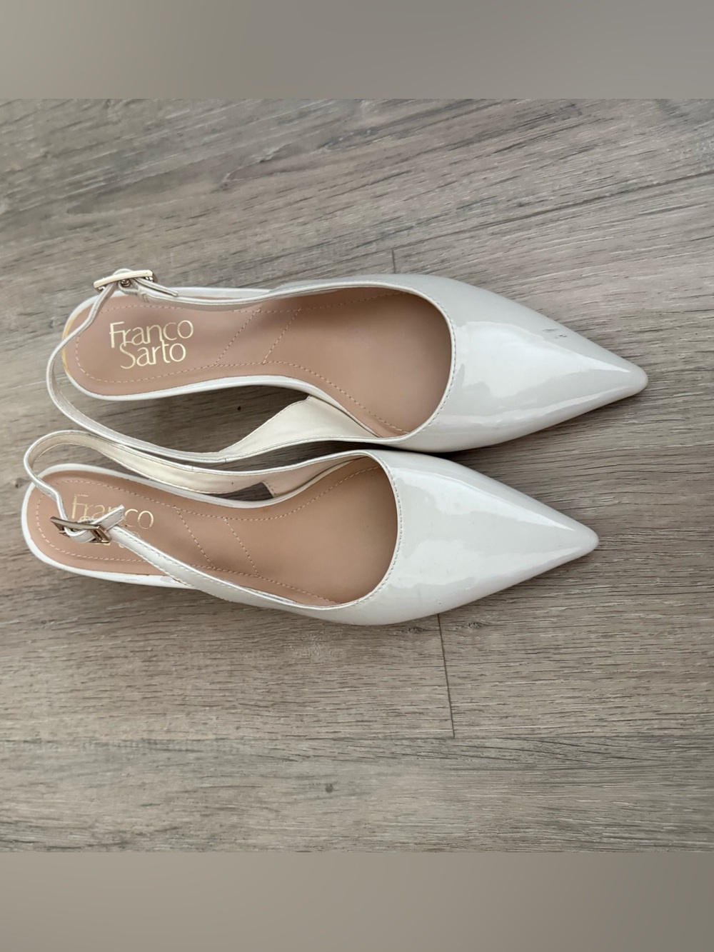 Franco Sarto Women's Cream Patent Slingback Flats